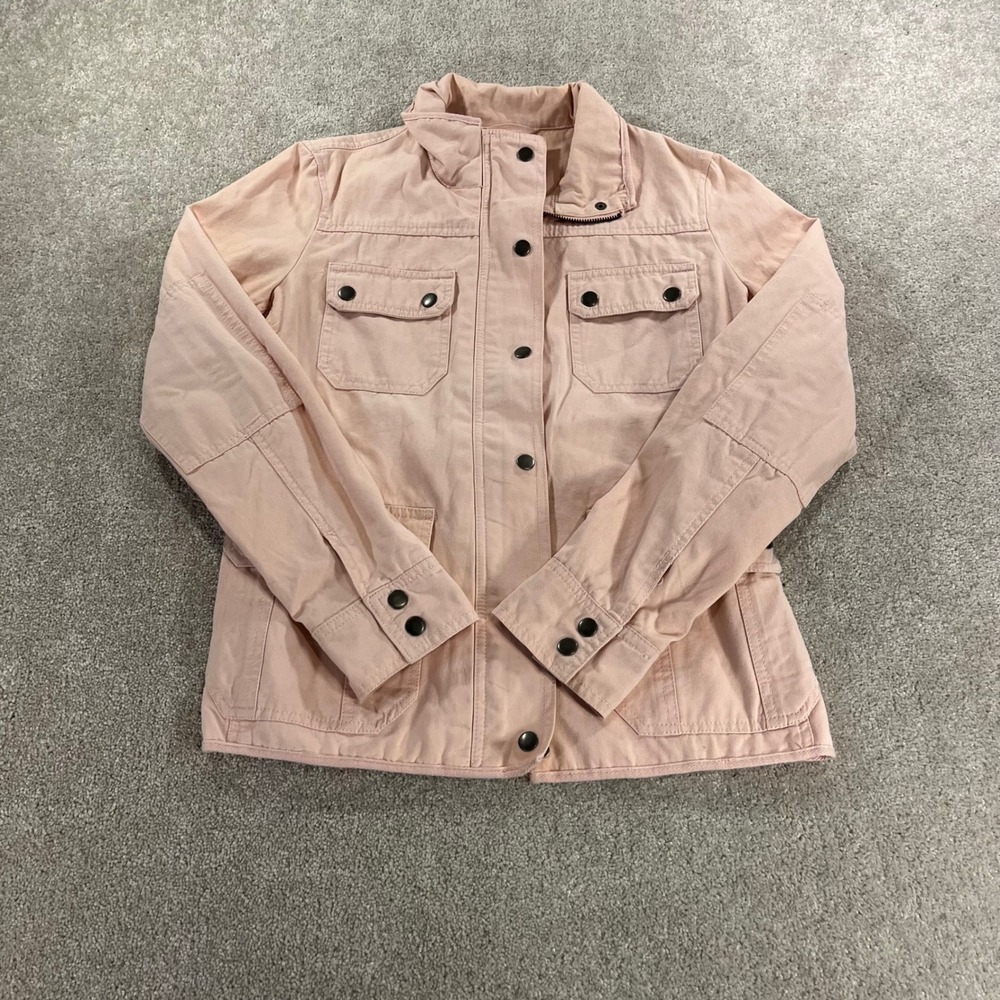 KUT from the Kloth Utility Jacket Womens Medium Pink Cotton Zip Snap